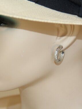 Stephen Dweck Vintage Sterling Silver Carved Hoop Earrings. RARE